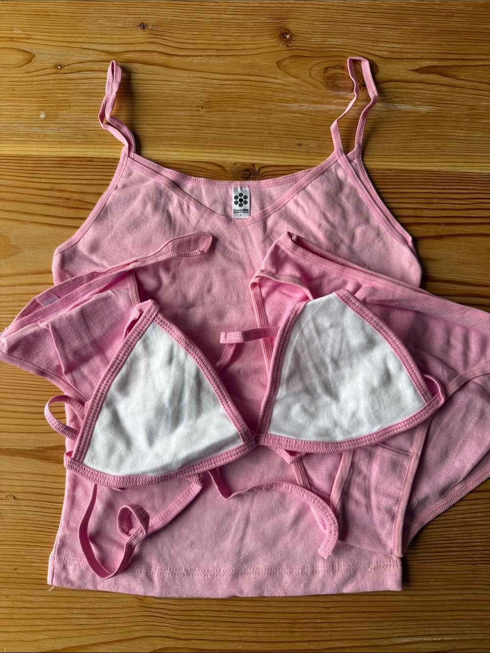 NEW American Apparel Pink Cotton Cami & Triangle Bralette & Women Intimates Set